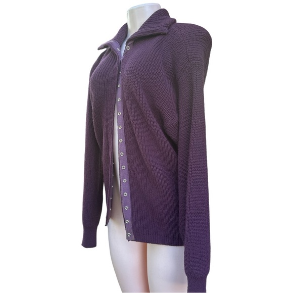Amazing Vintage John Meyer‎ plum purple snap up sweater - Picture 4 of 10
